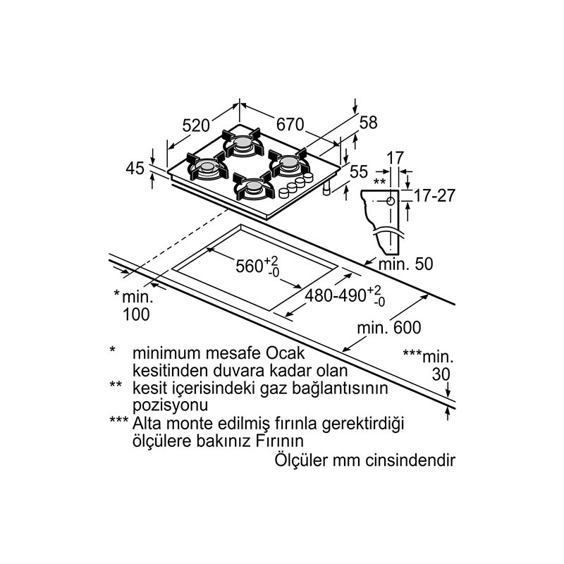 Profilo OE37P2P10D Cam Ankastre Ocak Beyaz - Görsel 6